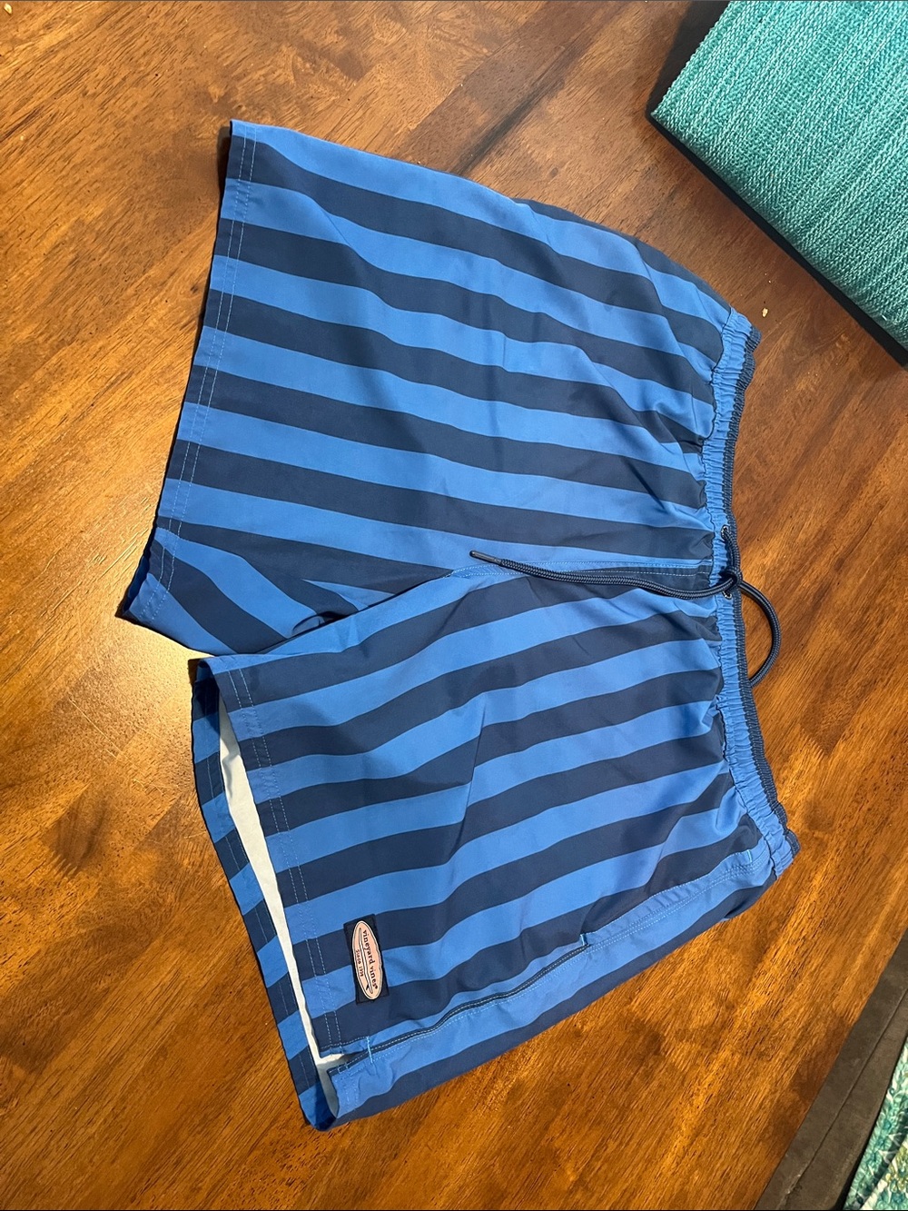 Vineyard Vines Navy and Royal Blue Striped Athletic Shorts